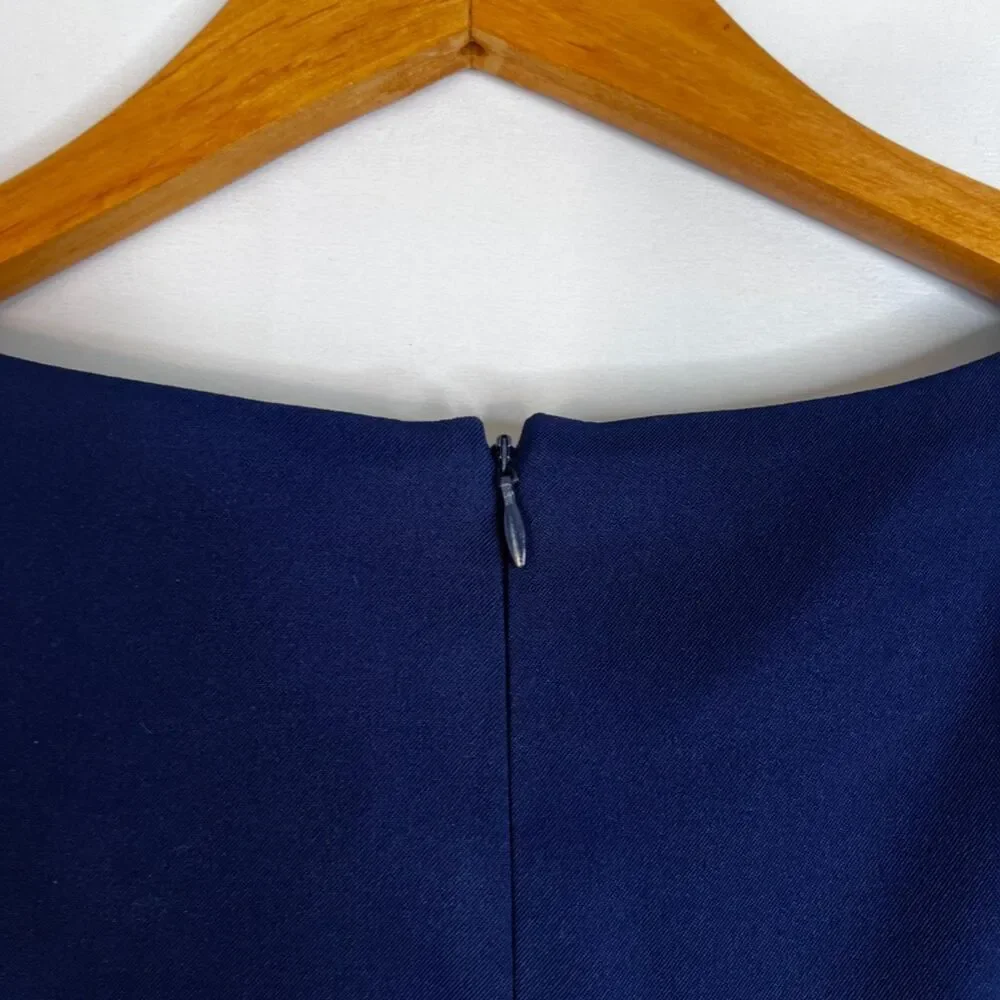 Connected Apparel Navy Blue‎ Sleeveless Pearl Necklace Sheath Dress Size 10
